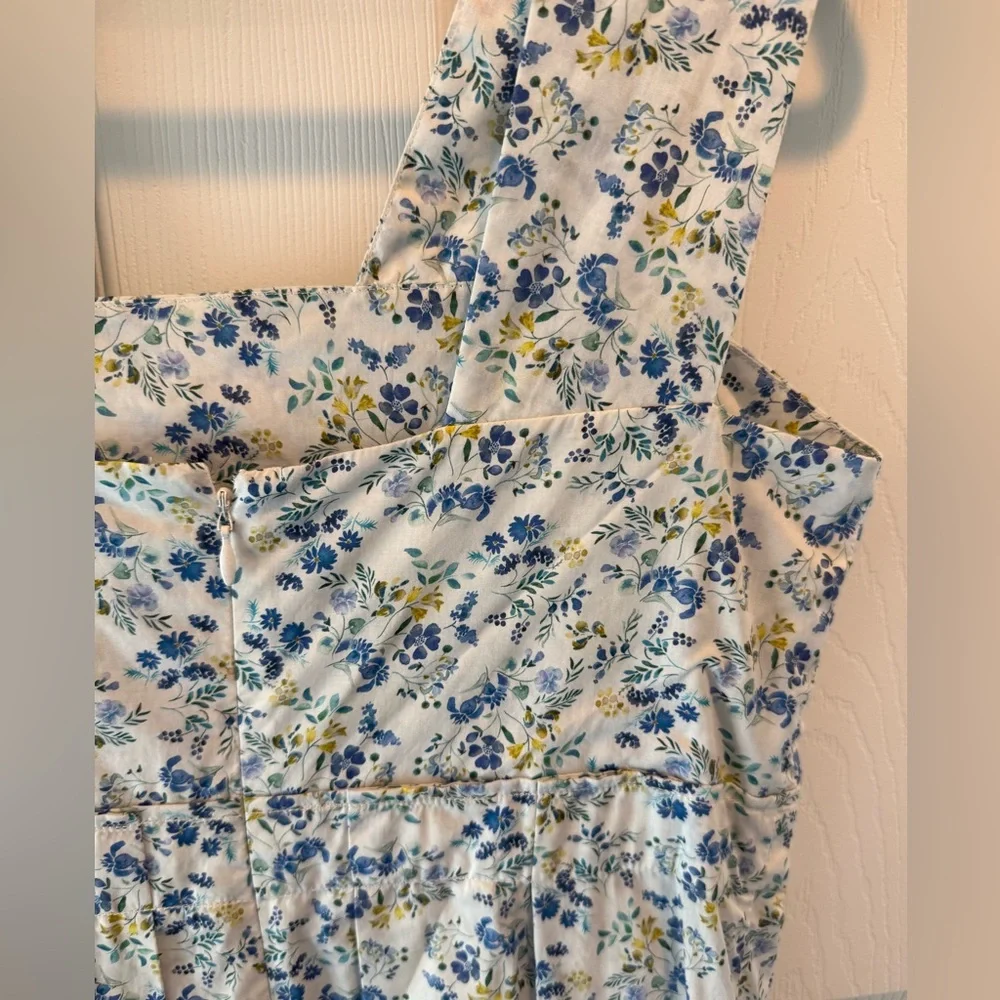 Mona Thalheimer Blue ditzy floral empire waist 100% cotton maxi dress size small - Picture 8 of 16